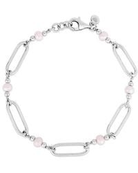 Italian Silver - Piazza Di Spagna 3-4Mm Pearl Paperclip Link Station Bracelet - Lyst