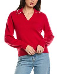 Brodie Cashmere - Pearl Collar Wool & Cashmere-Blend Polo Sweater - Lyst