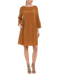 Max Mara Studio Silk Shift Dress - Brown