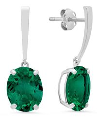MaxColor - 14k 4.30 Ct. Tw. Lab-grown Emerald Drop Earrings - Lyst