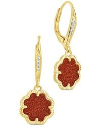 Sterling Forever - 14K Plated Rose Petal Short Drop Earrings - Lyst