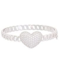 Juvell - 18K Plated Cz Heart Link Bangle Bracelet - Lyst