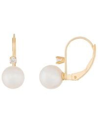 Splendid - 14k 0.06 Ct. Tw. Diamond & 6-6.5mm Akoya Pearl Earrings - Lyst