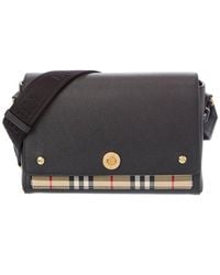 Burberry - Note Medium Check Canvas & Leather Shoulder Bag - Lyst