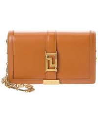 Versace - Greca Mini Leather Wallet On Chain - Lyst