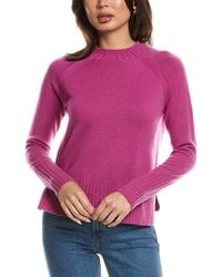 Forte - Hi Low Rib Trim Funnel Neck Cashmere Sweater - Lyst