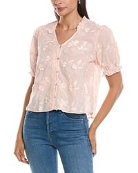 Nanette Lepore - Embroidered Floral Applique Blouse - Lyst