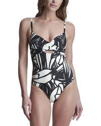 DKNY - Keyhole Twist Swimsuit With Open Back - Lyst