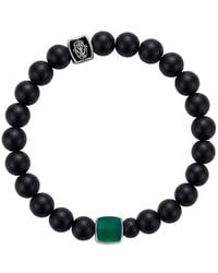 Karma and Luck - Birthstone Plated Emerald Agate/ Matte Onyx Stretch Bracelet - Lyst