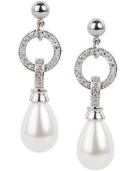 Saachi - Rhodium Pearl Dangle Earrings - Lyst