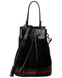 Gucci Ophidia Suede & Leather Bucket Bag - Black