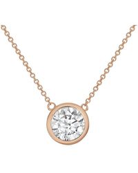 Diana M. Jewels - Diana M. 14K Rose 5.00 Ct. Tw. Lab-Grown Diamond Solitaire Bezel Pendant - Lyst