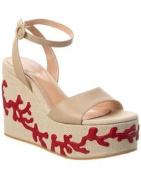 Gianvito Rossi - Malia Canvas & Leather Wedge Sandal - Lyst