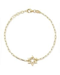 Ember Fine Jewelry - 14K 0.06 Ct. Tw. Diamond Star Of David Paperclip Chain Bracelet - Lyst
