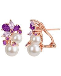 Rina Limor - Rose-Plated 2.21 Ct. Tw. Gemstone & 6-8.5Mm Pearl Earrings - Lyst