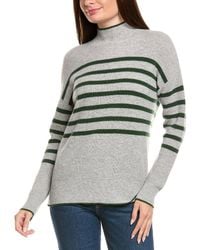 Kier + J - Kier + J Mock Neck Striped Wool & Cashmere-Blend Sweater - Lyst