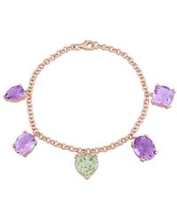 Rina Limor - Rose Gold Vermeil Silver 17.27 Ct. Tw. Amethyst & Green Quartz Station Bracelet - Lyst