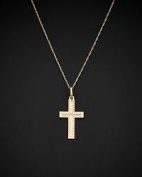 Italian Gold - 14k Diamond Cut Cross Necklace - Lyst