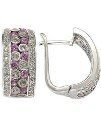 Suzy Levian - Silver Diamond & Sapphire Earrings - Lyst