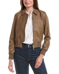 Officine Generale - Officine Generale Daniah Leather Bomber Jacket - Lyst