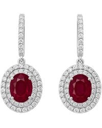 Jewels by Viomo - 18K 3.78 Ct. Tw. Diamond & Ruby Drop Halo Earrings - Lyst
