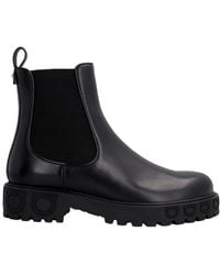 Ferragamo - Gancini Logo Leather Chelsea Boot - Lyst
