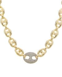 Juvell - Plated Cz Puffed Mariner Link Necklace - Lyst