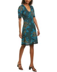 M Missoni Textured Metallic Knit Flare Dress - Blue