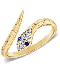 Sabrina Designs - 14k 0.06 Ct. Tw. Diamond & Sapphire Snake Ring - Lyst
