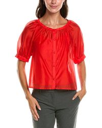 Vince Camuto - Scoop Neck Button-Down Shirt - Lyst