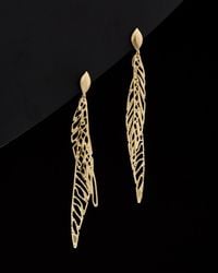 Italian Gold - 14K Cut Double Leaf Drop Earrings - Lyst