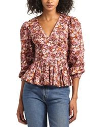 10 Crosby Derek Lam - Savannah V-Neck Peplum Top - Lyst