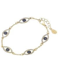 Sterling Forever - 14k Plated Cz Evil Eye Bracelet - Lyst