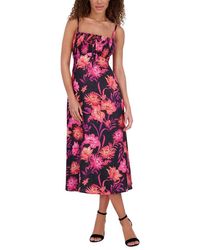 Kensie - Printed Satin Jacquard Midi Dress - Lyst