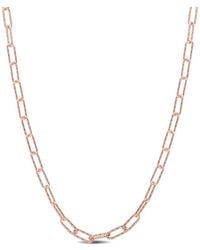 Italian Silver - 18K Rose Over Fancy Paperclip Chain Necklace - Lyst