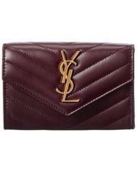 Saint Laurent - Small Matelasse Leather Envelope Wallet - Lyst
