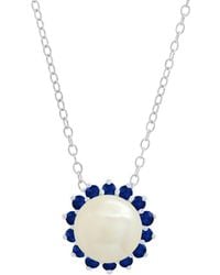 MaxColor - 0.70 Ct. Tw. Lab-Grown Sapphire & 9Mm Pearl Pendant Necklace - Lyst