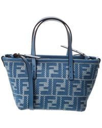 Fendi - Roll Mini Ff Jacquard & Leather Tote - Lyst