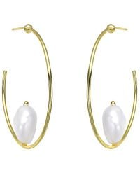 Genevive Jewelry - 18k Over Silver 14mm Freshwater Pearl Earrings - Lyst
