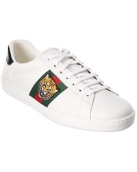 Gucci Leather Ace Embroidered Sneaker in White for Men - Save 56% - Lyst
