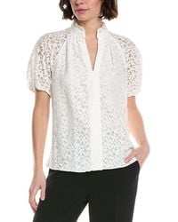Cece - Ruffle Neck Raglan Seam Split Neck Blouse - Lyst