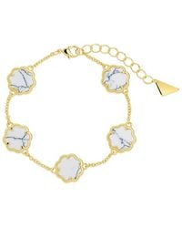 Sterling Forever - 14K Plated Rose Petal Station Bracelet - Lyst
