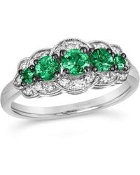 Le Vian - Balance 14K 0.72 Ct. Tw. Diamond & Emerald Half-Eternity Ring - Lyst