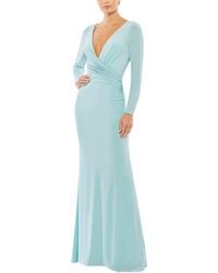 Mac Duggal - Faux Wrap Long Sleeve Column Gown - Lyst