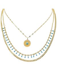 Liv Oliver - 18k Plated 9.75 Ct. Tw. Turquoise Layer Necklace - Lyst