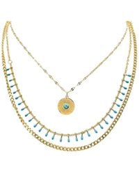 Liv Oliver - 18k Plated 9.75 Ct. Tw. Turquoise Layer Necklace - Lyst