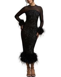 AMINA GLAM - Long Sleeve Midi Dress - Lyst
