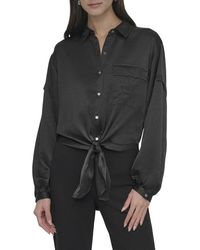 DKNY - Nail Crease Tie-Front Top - Lyst