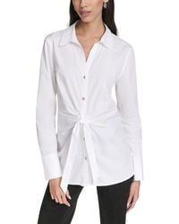 Halston - Tie Front Button Up - Lyst