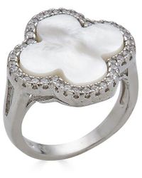 Belpearl Silver Pearl Cz Ring - Metallic